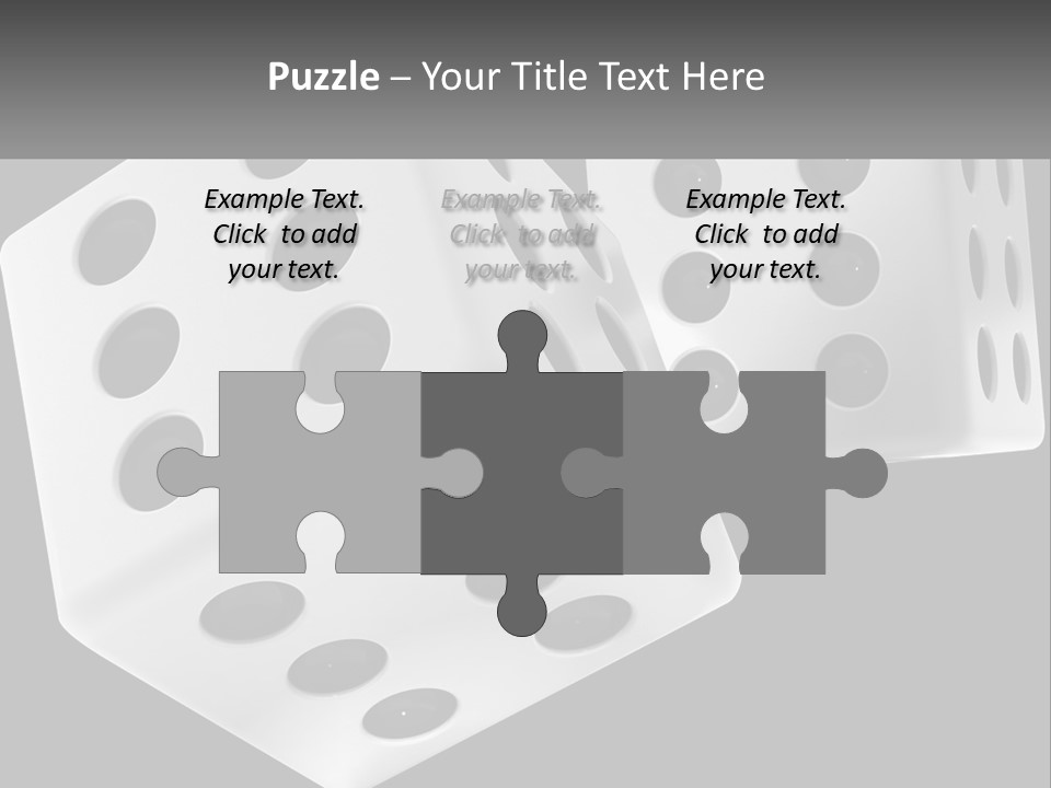 Two White Dices With Black Dots On A Black Background PowerPoint Template