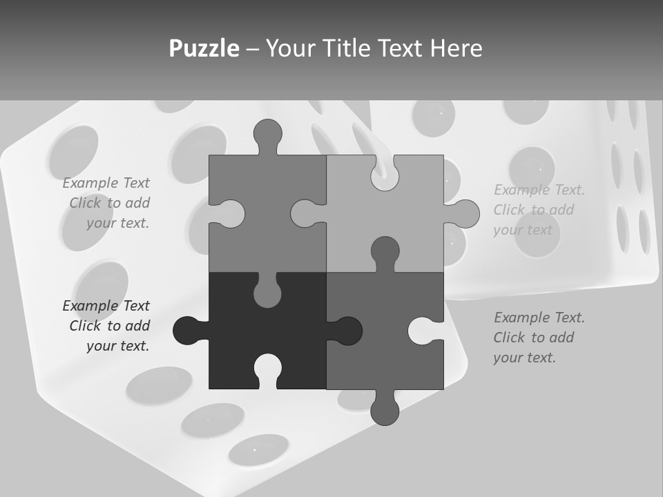 Two White Dices With Black Dots On A Black Background PowerPoint Template