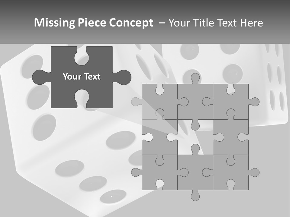 Two White Dices With Black Dots On A Black Background PowerPoint Template