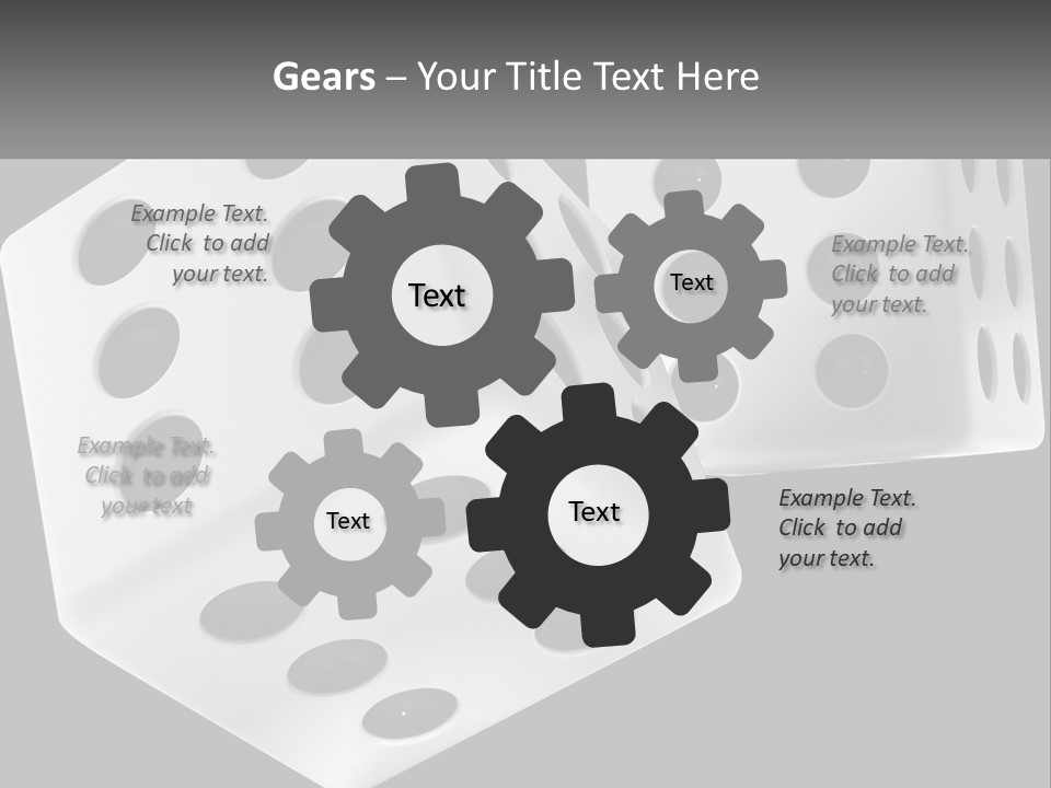 Two White Dices With Black Dots On A Black Background PowerPoint Template