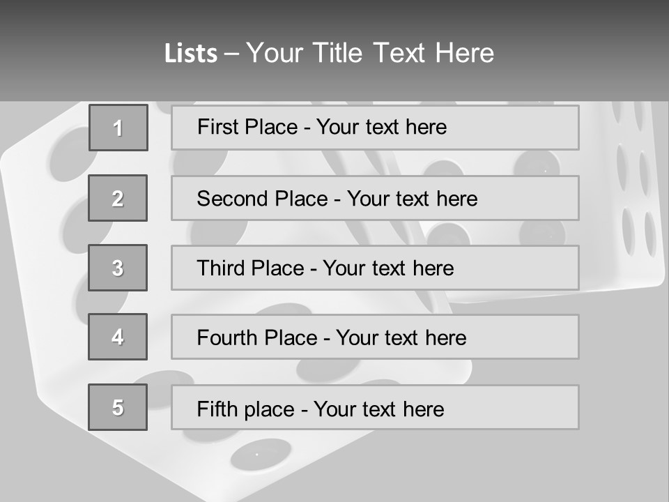 Two White Dices With Black Dots On A Black Background PowerPoint Template