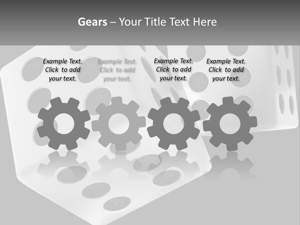 Two White Dices With Black Dots On A Black Background PowerPoint Template