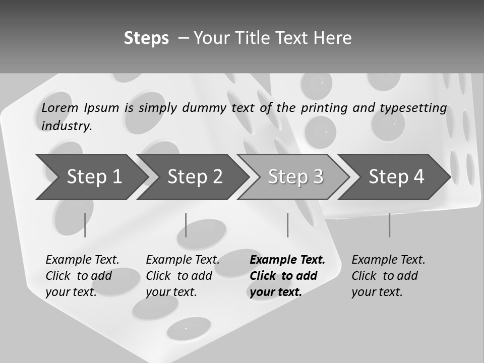 Two White Dices With Black Dots On A Black Background PowerPoint Template