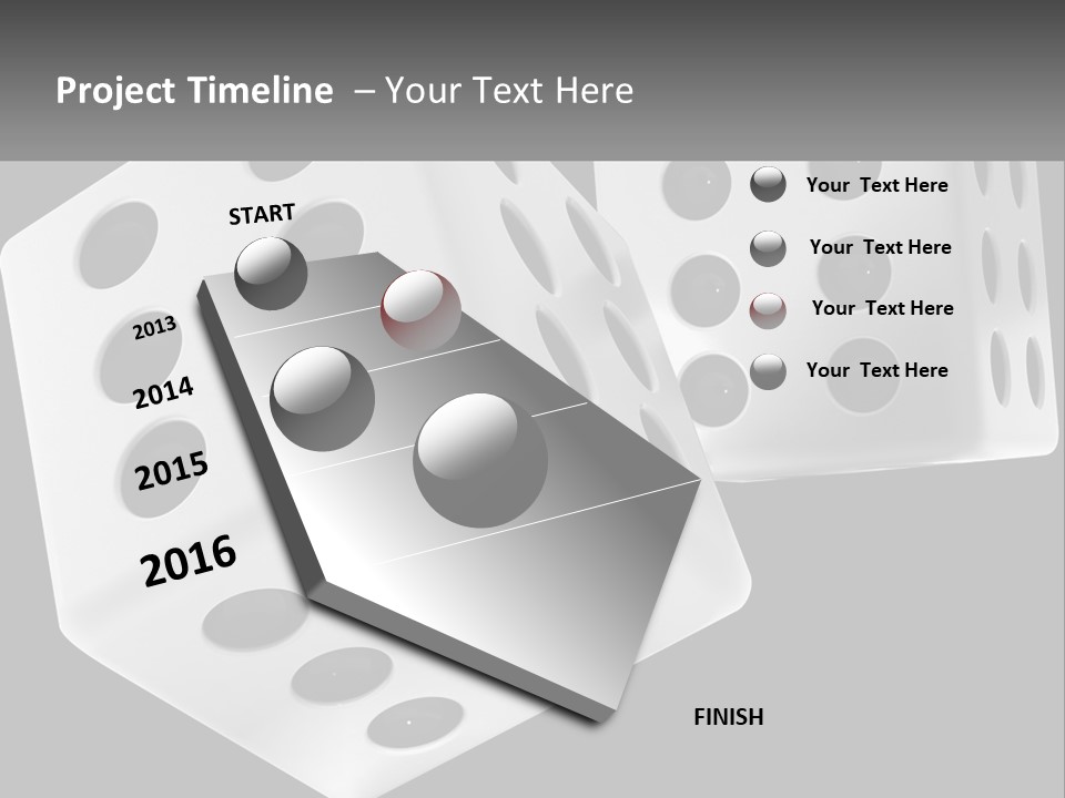 Two White Dices With Black Dots On A Black Background PowerPoint Template