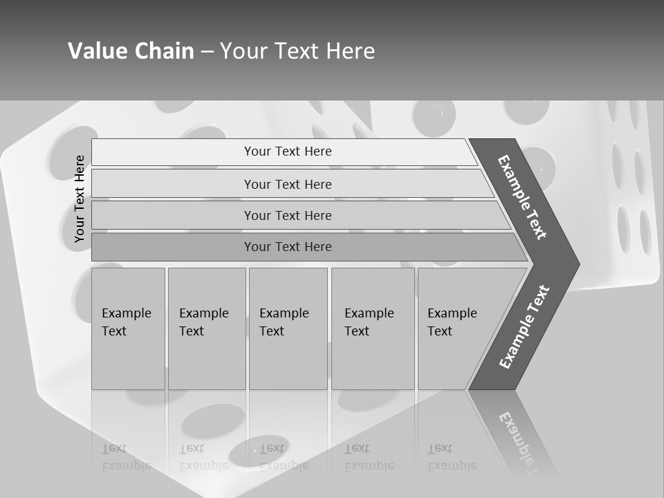 Two White Dices With Black Dots On A Black Background PowerPoint Template