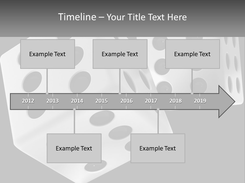 Two White Dices With Black Dots On A Black Background PowerPoint Template
