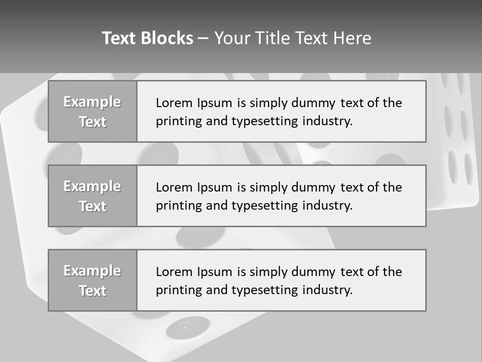 Two White Dices With Black Dots On A Black Background PowerPoint Template