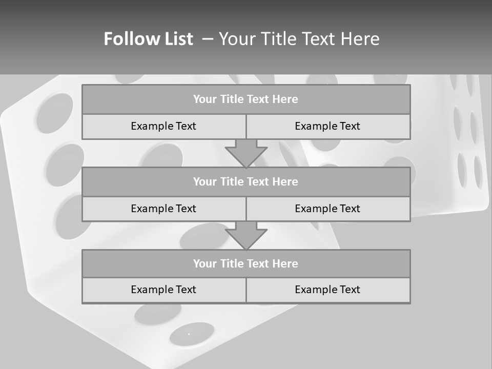 Two White Dices With Black Dots On A Black Background PowerPoint Template