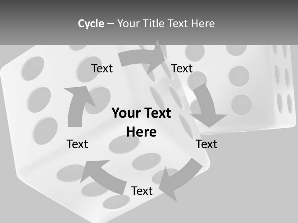 Two White Dices With Black Dots On A Black Background PowerPoint Template