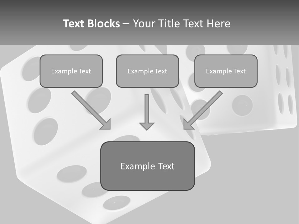 Two White Dices With Black Dots On A Black Background PowerPoint Template