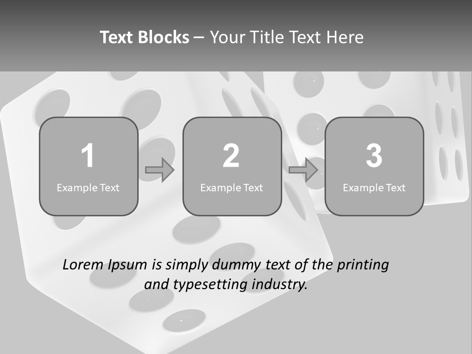 Two White Dices With Black Dots On A Black Background PowerPoint Template
