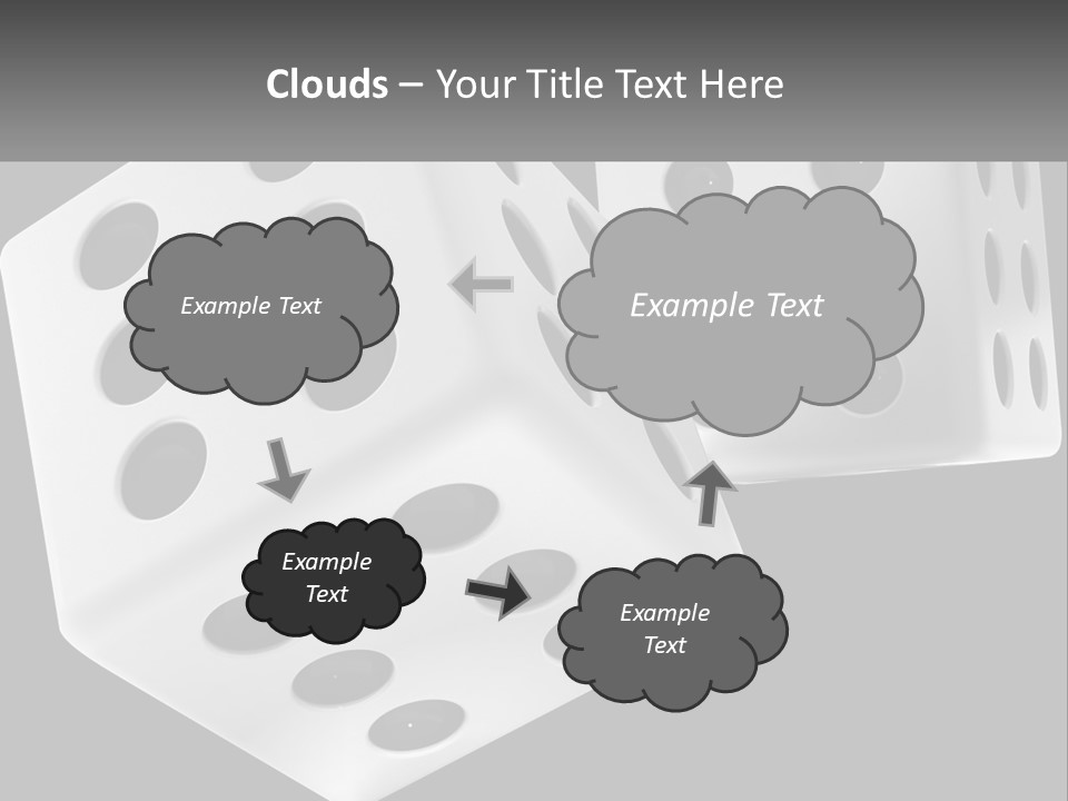 Two White Dices With Black Dots On A Black Background PowerPoint Template