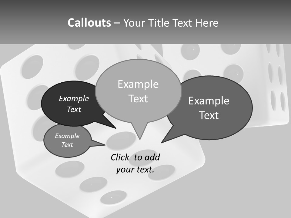 Two White Dices With Black Dots On A Black Background PowerPoint Template