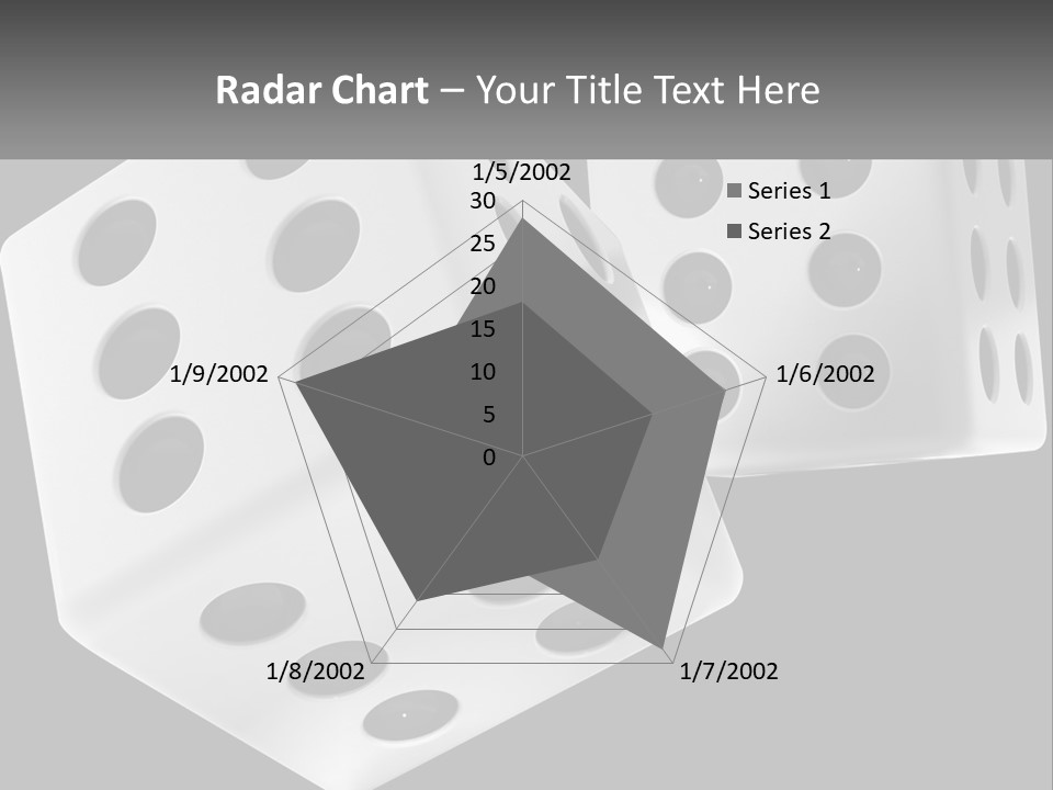 Two White Dices With Black Dots On A Black Background PowerPoint Template