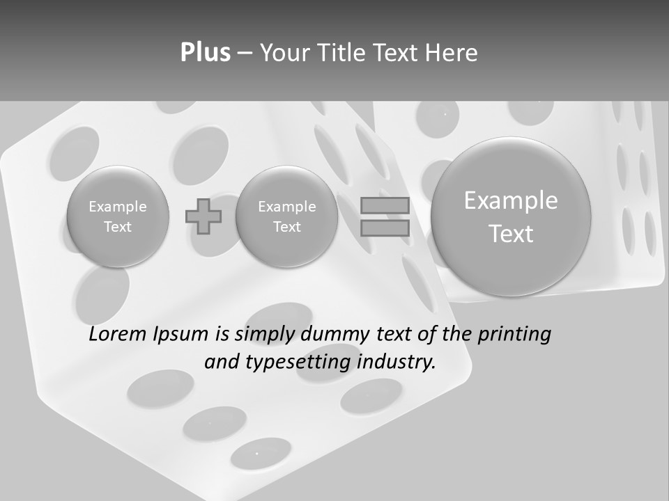 Two White Dices With Black Dots On A Black Background PowerPoint Template