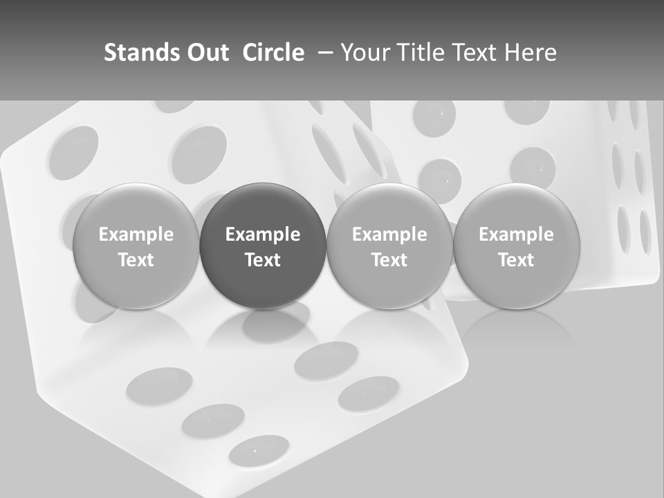 Two White Dices With Black Dots On A Black Background PowerPoint Template
