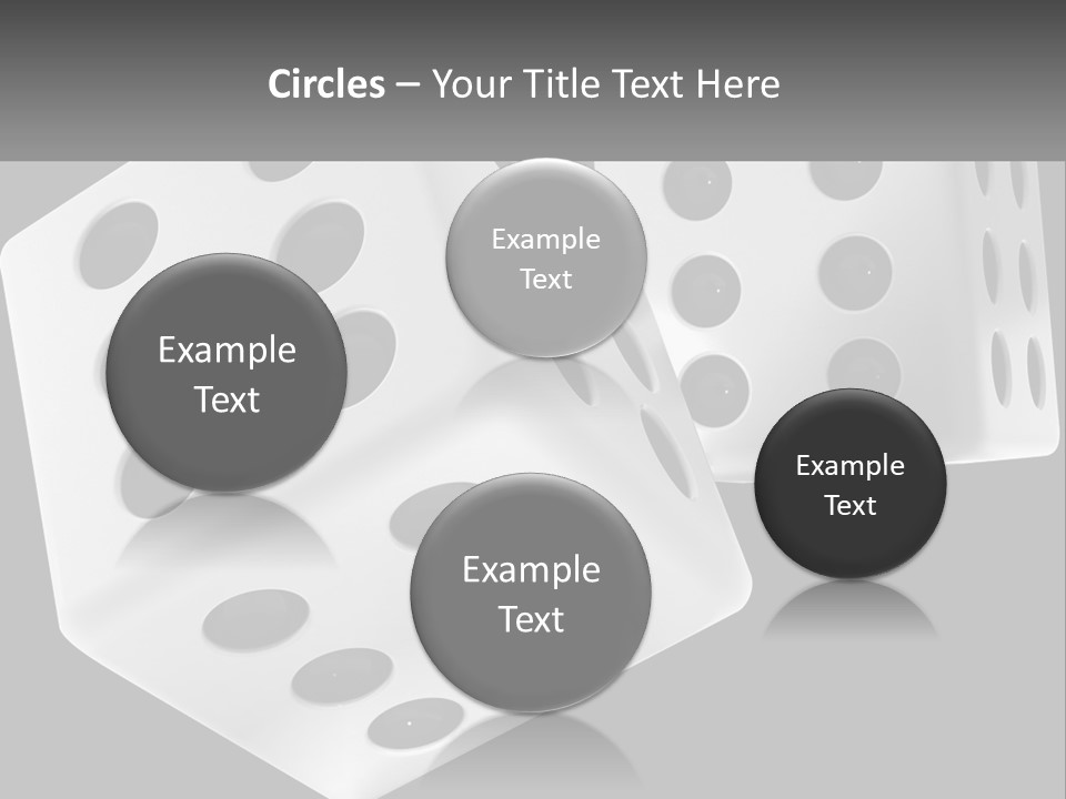 Two White Dices With Black Dots On A Black Background PowerPoint Template