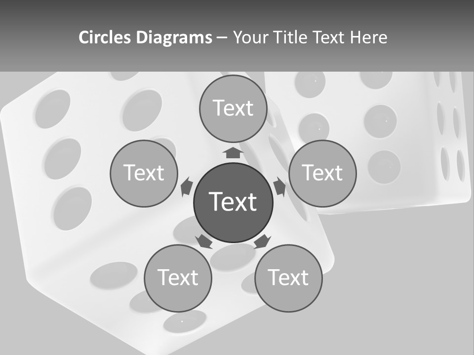 Two White Dices With Black Dots On A Black Background PowerPoint Template