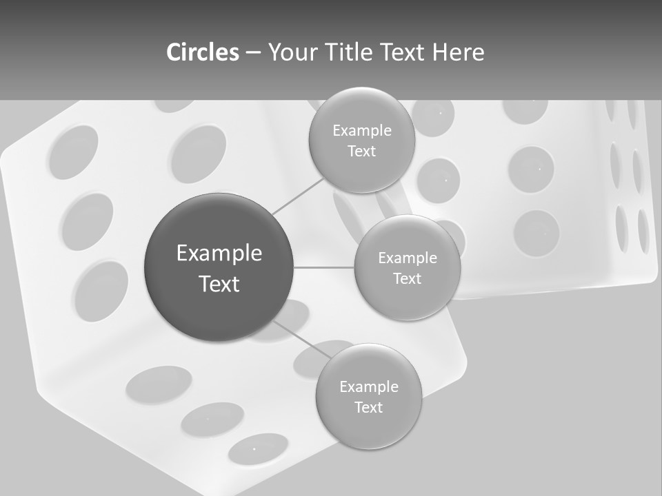Two White Dices With Black Dots On A Black Background PowerPoint Template