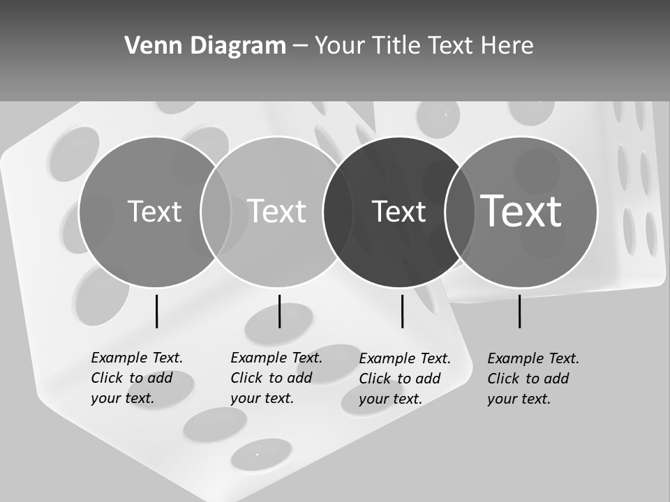 Two White Dices With Black Dots On A Black Background PowerPoint Template