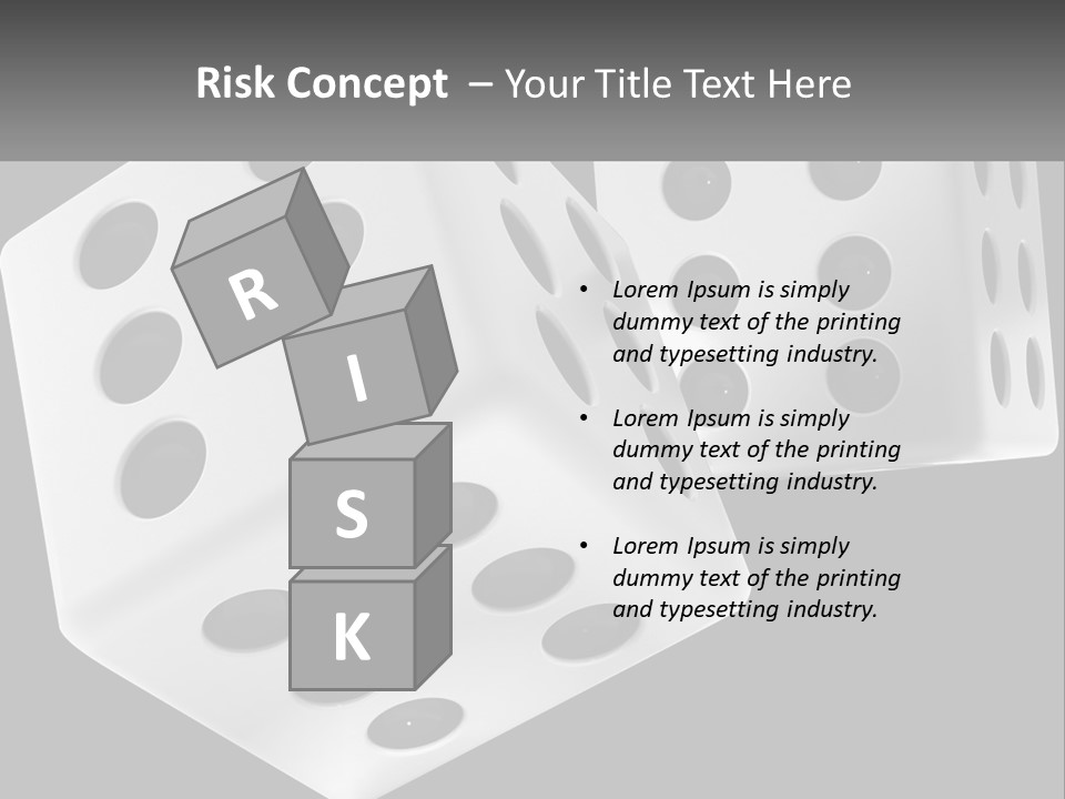 Two White Dices With Black Dots On A Black Background PowerPoint Template