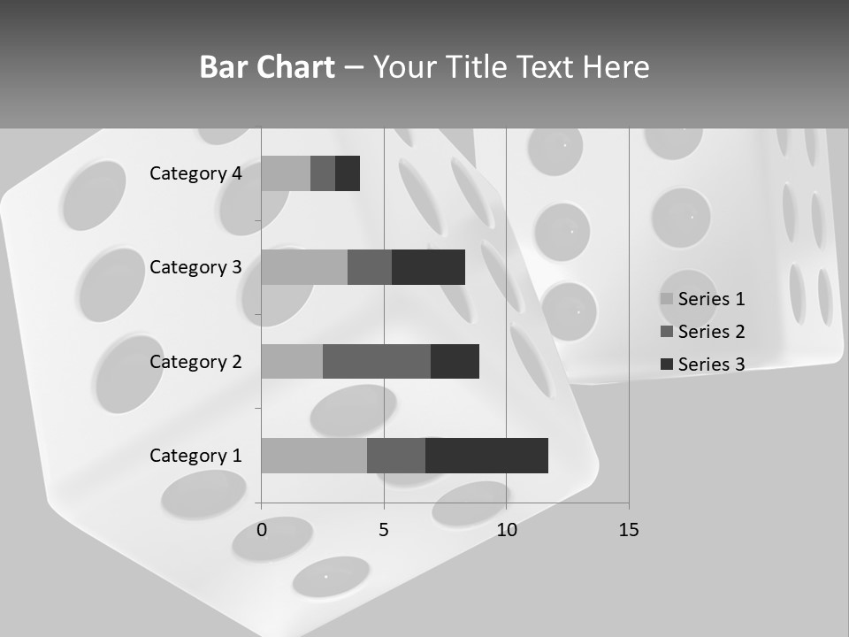 Two White Dices With Black Dots On A Black Background PowerPoint Template