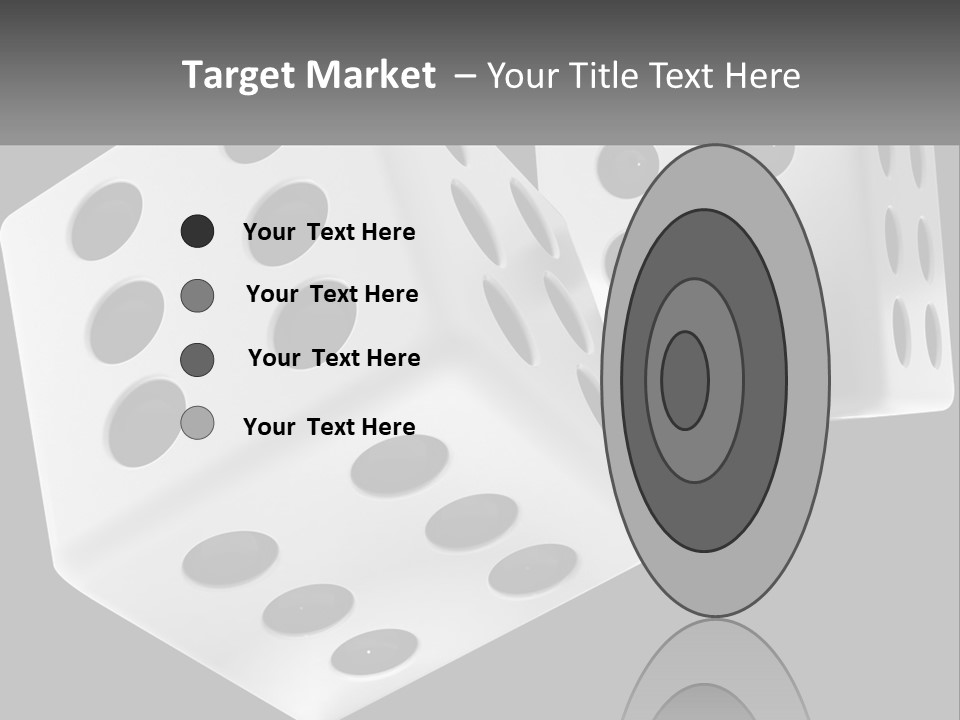 Two White Dices With Black Dots On A Black Background PowerPoint Template