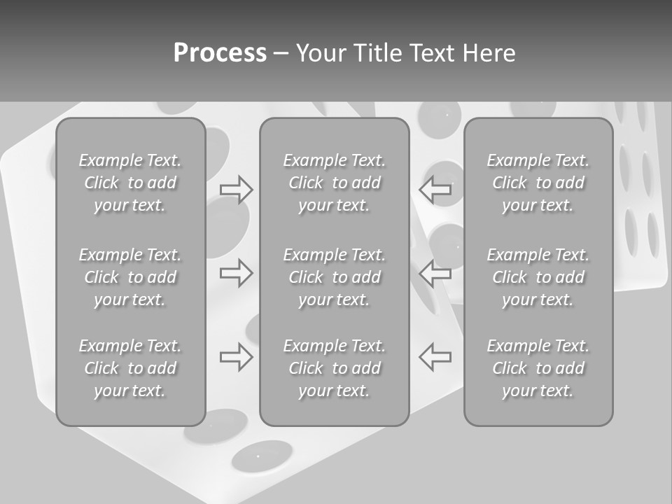 Two White Dices With Black Dots On A Black Background PowerPoint Template