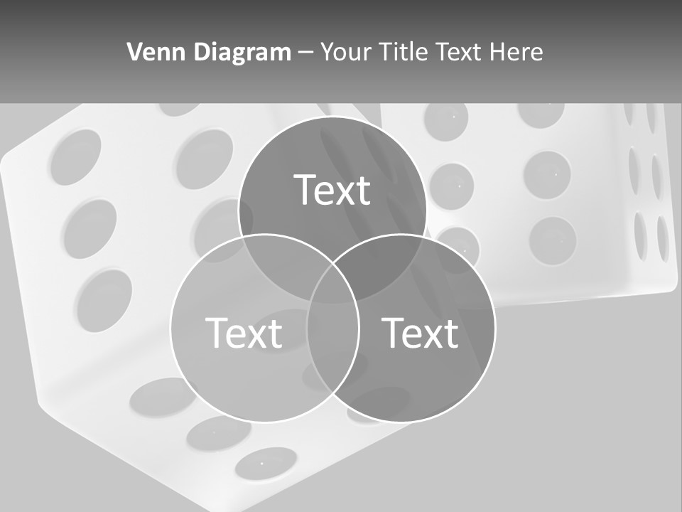 Two White Dices With Black Dots On A Black Background PowerPoint Template