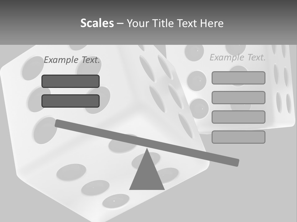 Two White Dices With Black Dots On A Black Background PowerPoint Template