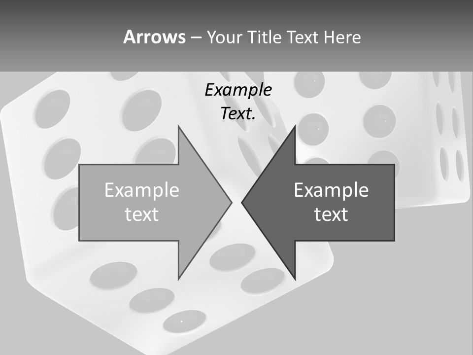 Two White Dices With Black Dots On A Black Background PowerPoint Template