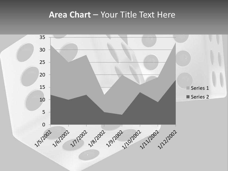 Two White Dices With Black Dots On A Black Background PowerPoint Template