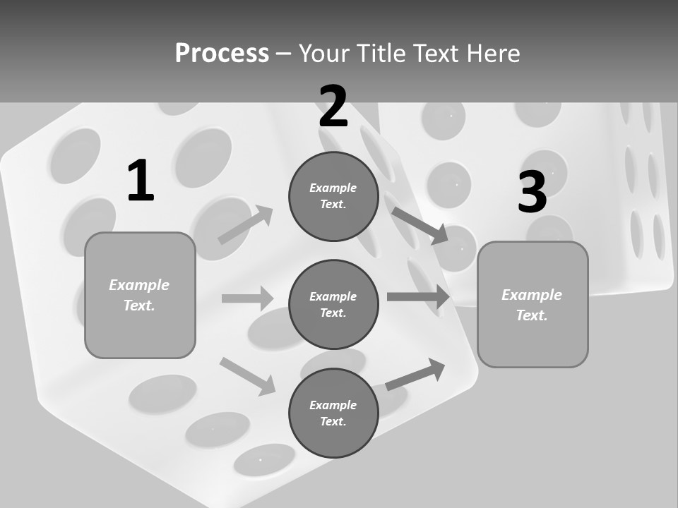 Two White Dices With Black Dots On A Black Background PowerPoint Template