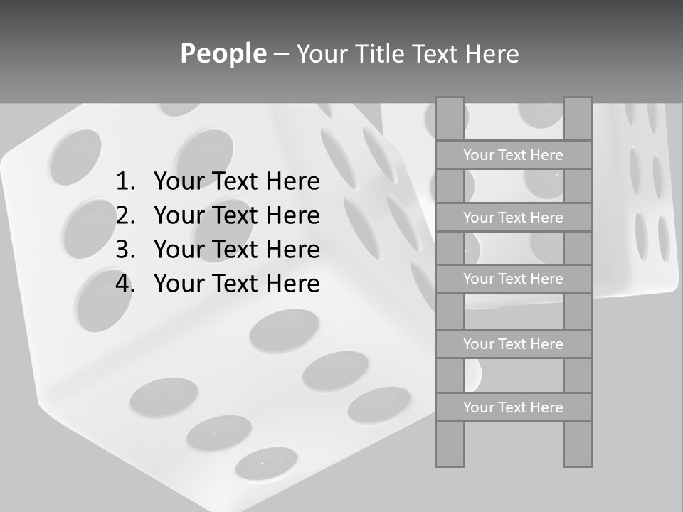 Two White Dices With Black Dots On A Black Background PowerPoint Template