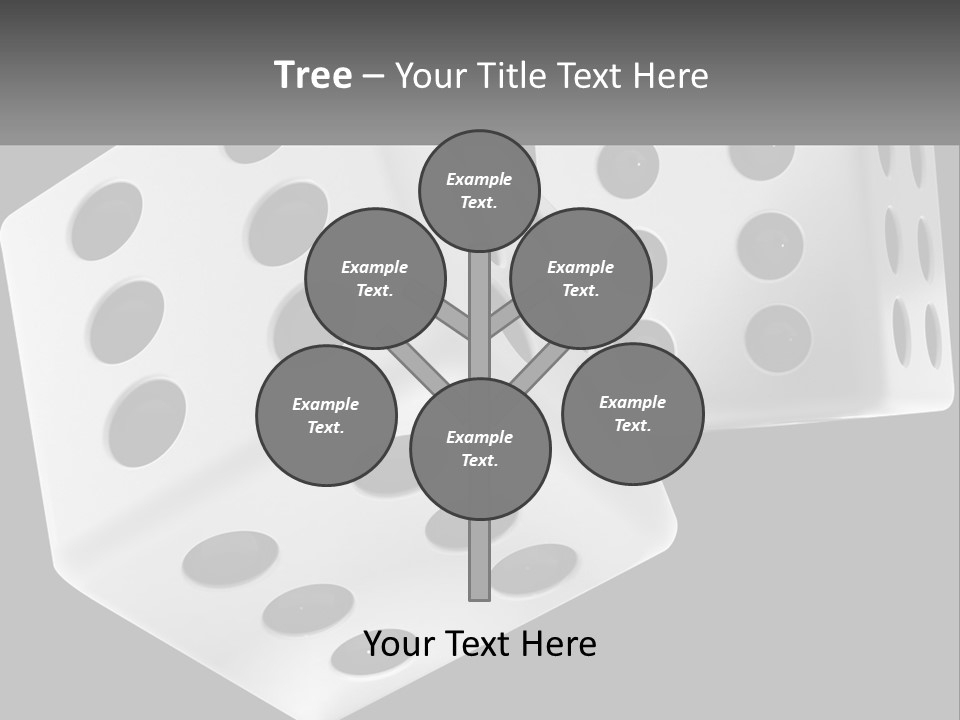 Two White Dices With Black Dots On A Black Background PowerPoint Template