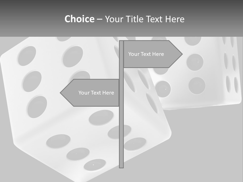 Two White Dices With Black Dots On A Black Background PowerPoint Template