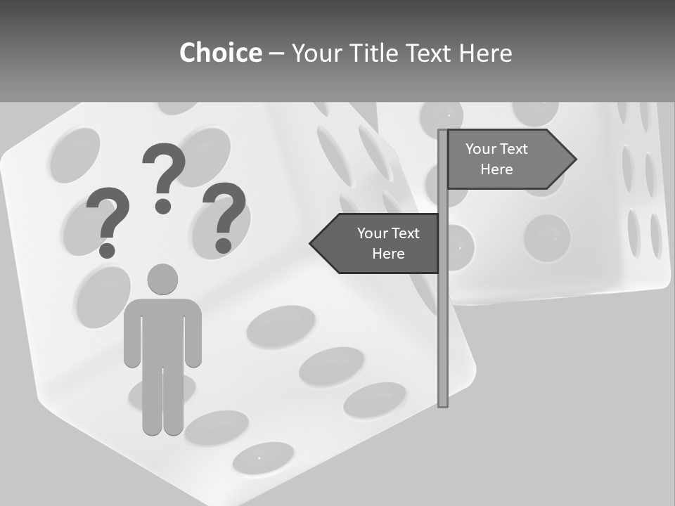Two White Dices With Black Dots On A Black Background PowerPoint Template