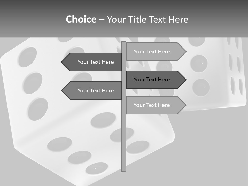 Two White Dices With Black Dots On A Black Background PowerPoint Template