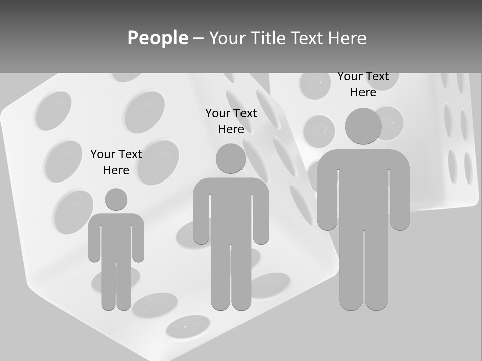 Two White Dices With Black Dots On A Black Background PowerPoint Template