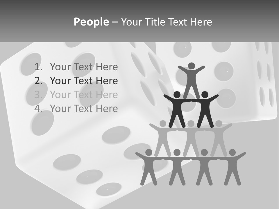 Two White Dices With Black Dots On A Black Background PowerPoint Template