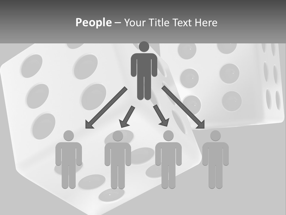 Two White Dices With Black Dots On A Black Background PowerPoint Template