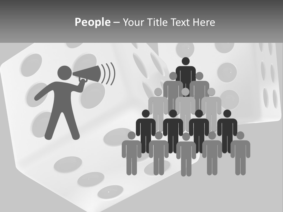 Two White Dices With Black Dots On A Black Background PowerPoint Template