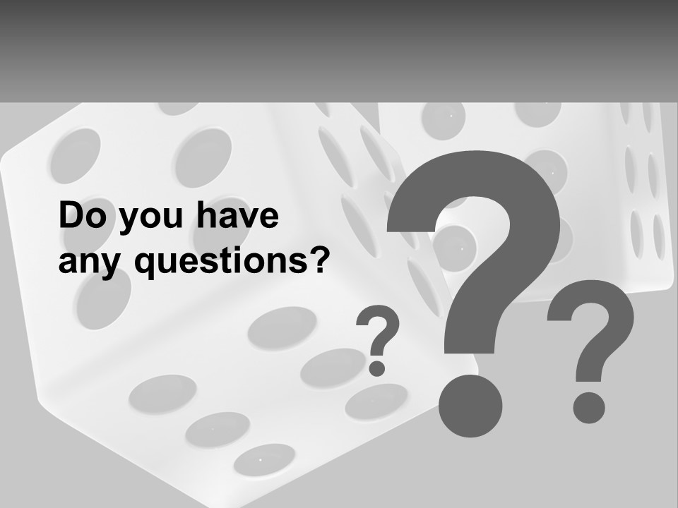 Two White Dices With Black Dots On A Black Background PowerPoint Template