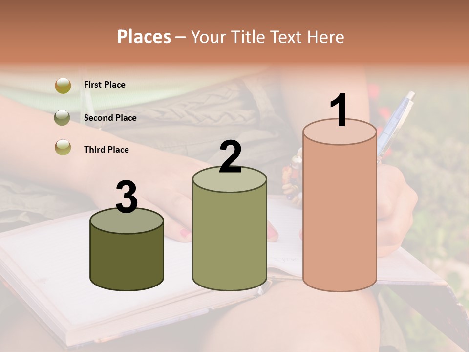 A Woman Writing On A Notebook With A Pen PowerPoint Template