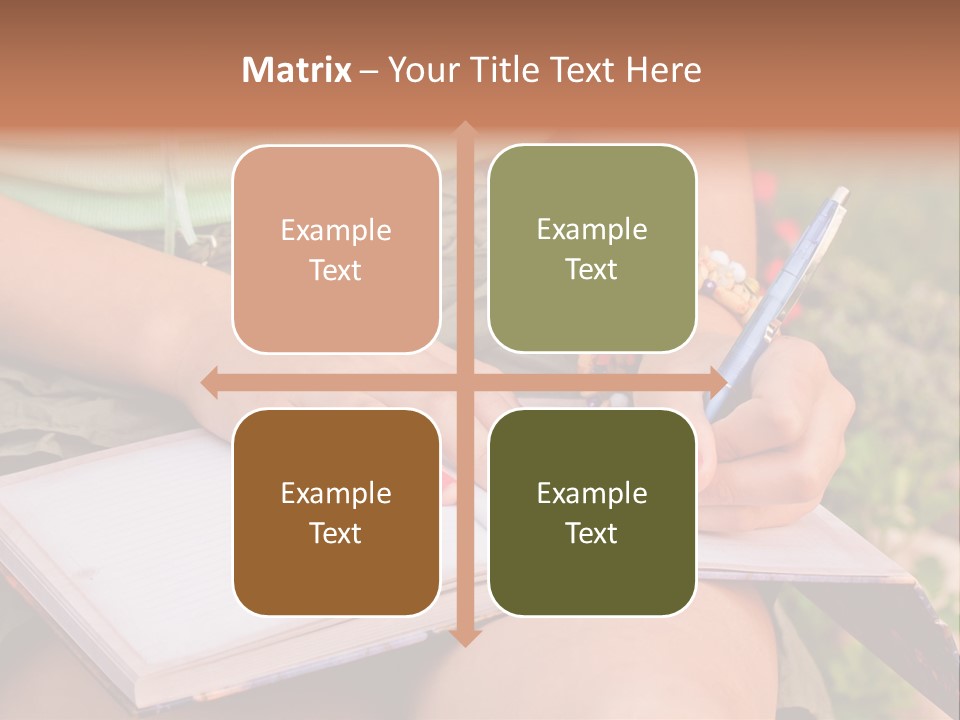 A Woman Writing On A Notebook With A Pen PowerPoint Template