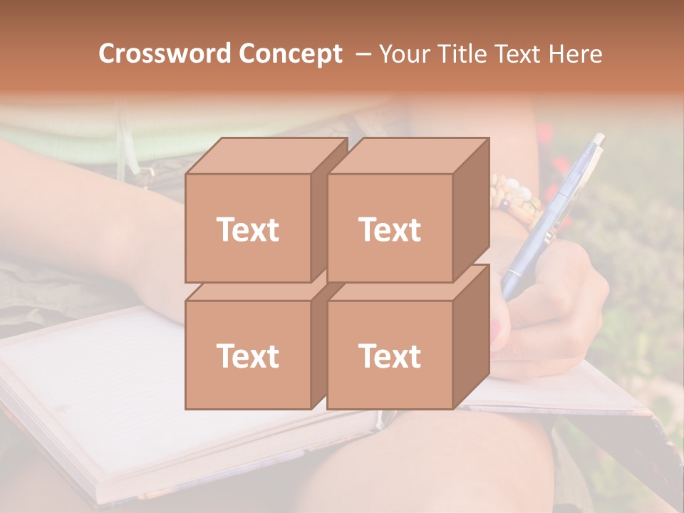 A Woman Writing On A Notebook With A Pen PowerPoint Template