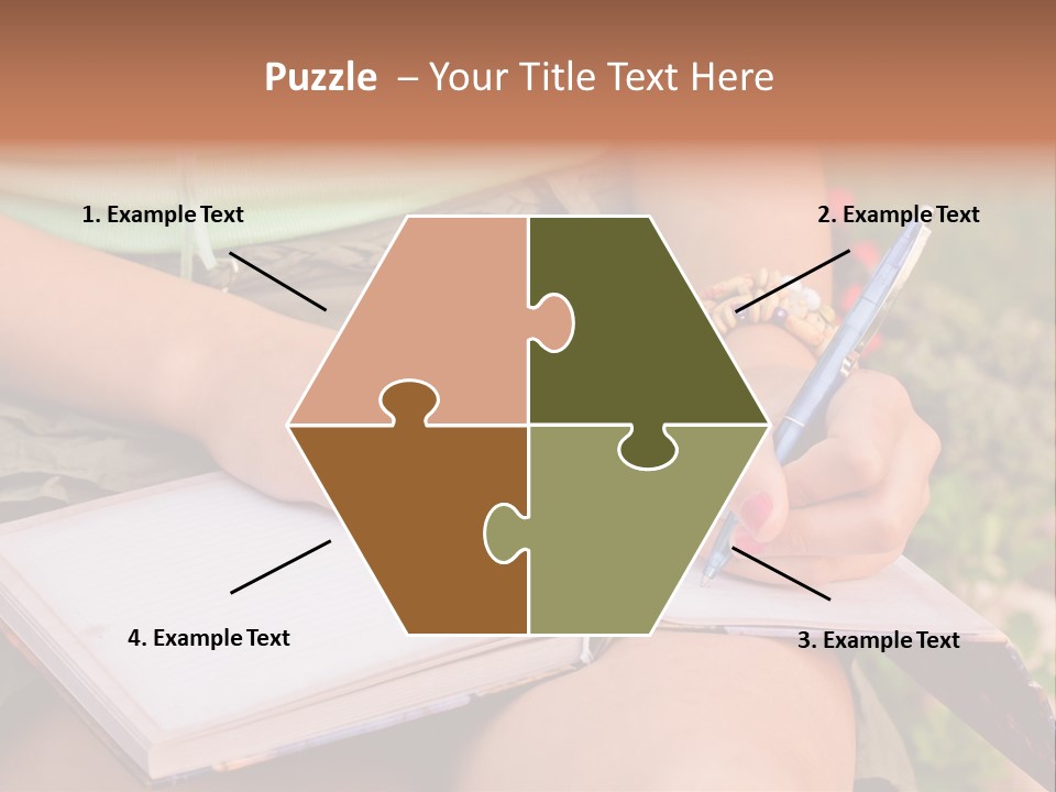 A Woman Writing On A Notebook With A Pen PowerPoint Template