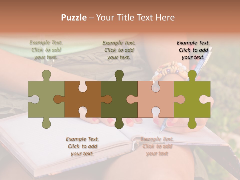 A Woman Writing On A Notebook With A Pen PowerPoint Template