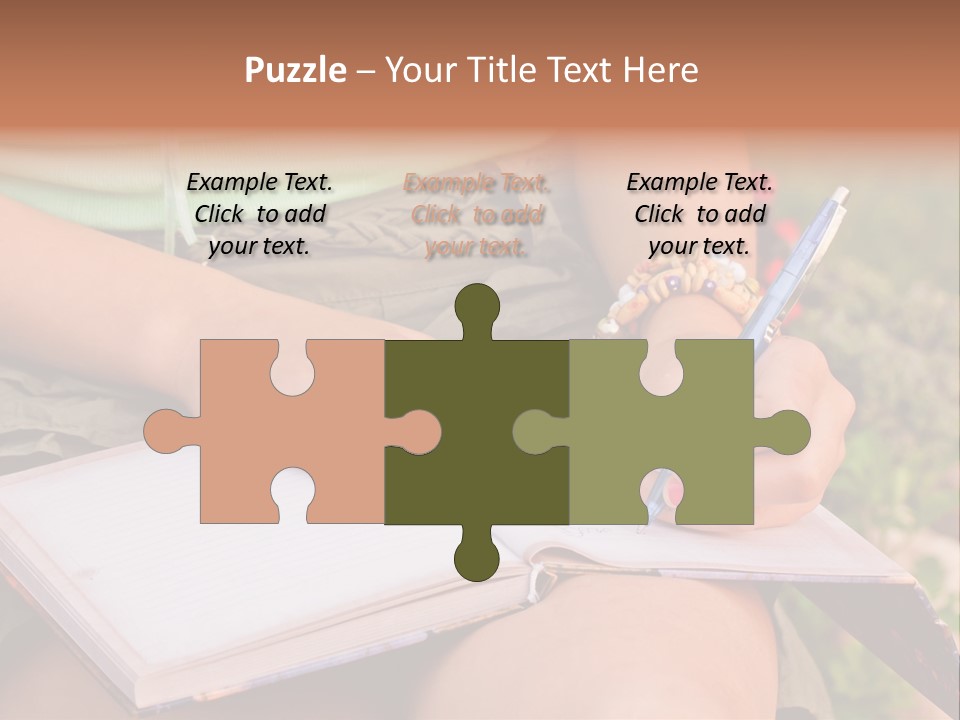 A Woman Writing On A Notebook With A Pen PowerPoint Template