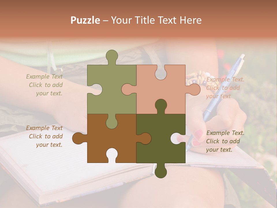 A Woman Writing On A Notebook With A Pen PowerPoint Template